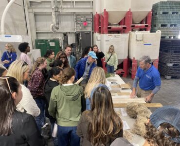 Students view samples of hemp products