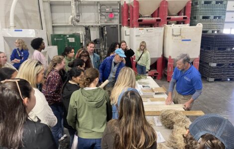 Students view samples of hemp products